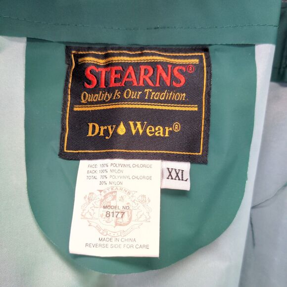 Stearns Dry Wear Bib Overalls XXL Green Adjustable Strap PVC - Picture 10 of 12